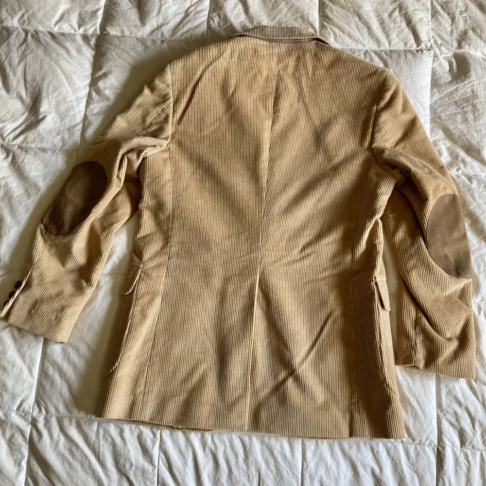 Winston Hill Corduroy Sport Coat Mens 40 Patch Elbow Leather Button Tan Academia